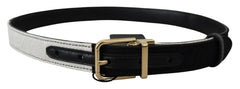 Dolce & Gabbana White Black Patchwork Gold Metal Buckle Belt -   -  Dolce & Gabbana.