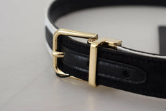 Dolce & Gabbana White Black Patchwork Gold Metal Buckle Belt -   -  Dolce & Gabbana.