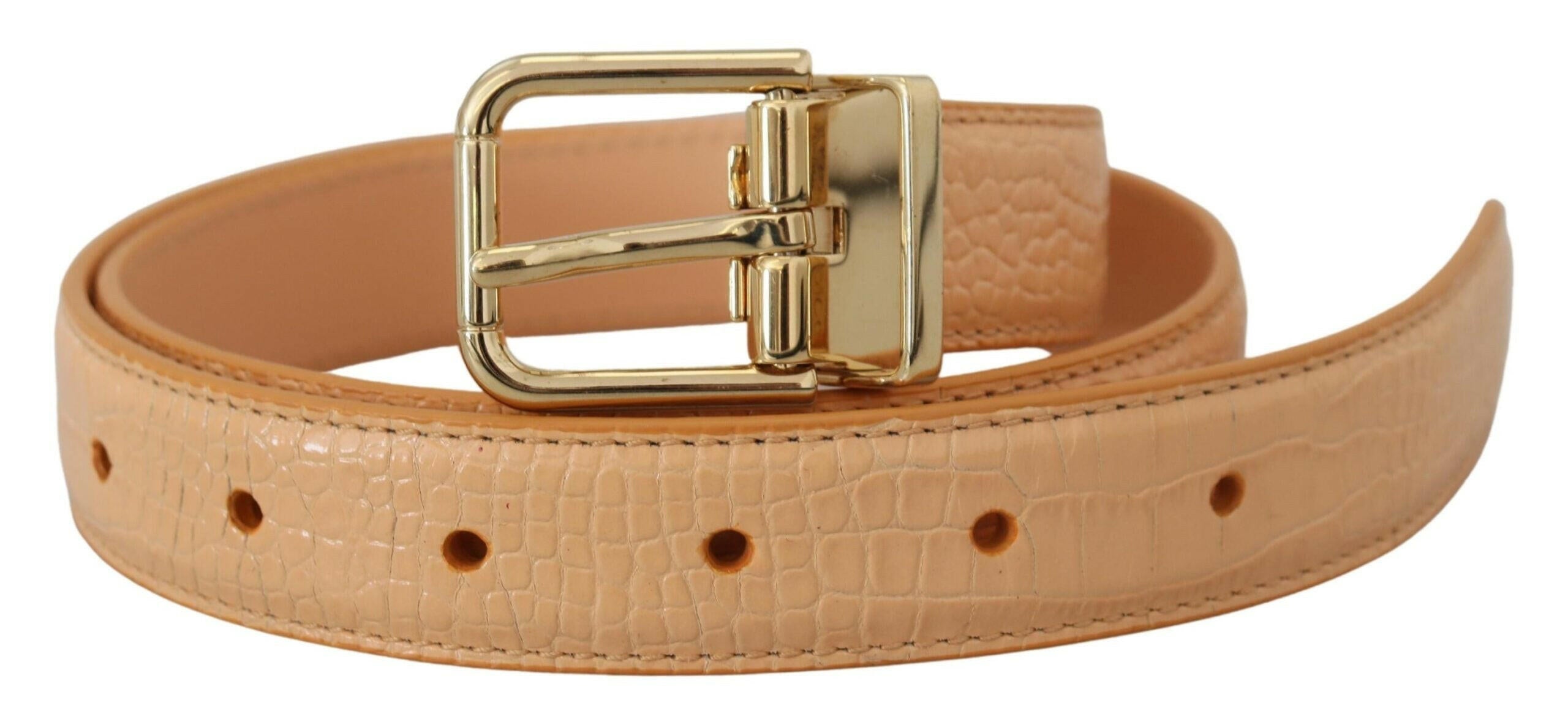 Dolce & Gabbana Beige Exotic Leather Gold Metal Buckle Belt -   -  Dolce & Gabbana.