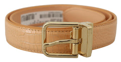 Dolce & Gabbana Beige Exotic Leather Gold Metal Buckle Belt -   -  Dolce & Gabbana.