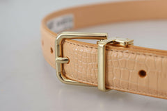 Dolce & Gabbana Beige Exotic Leather Gold Metal Buckle Belt -   -  Dolce & Gabbana.