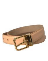 Dolce & Gabbana Beige Calfskin Leather Gold Metal Buckle Belt -   -  Dolce & Gabbana.