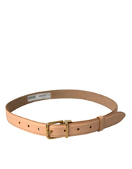 Dolce & Gabbana Beige Calfskin Leather Gold Metal Buckle Belt -   -  Dolce & Gabbana.