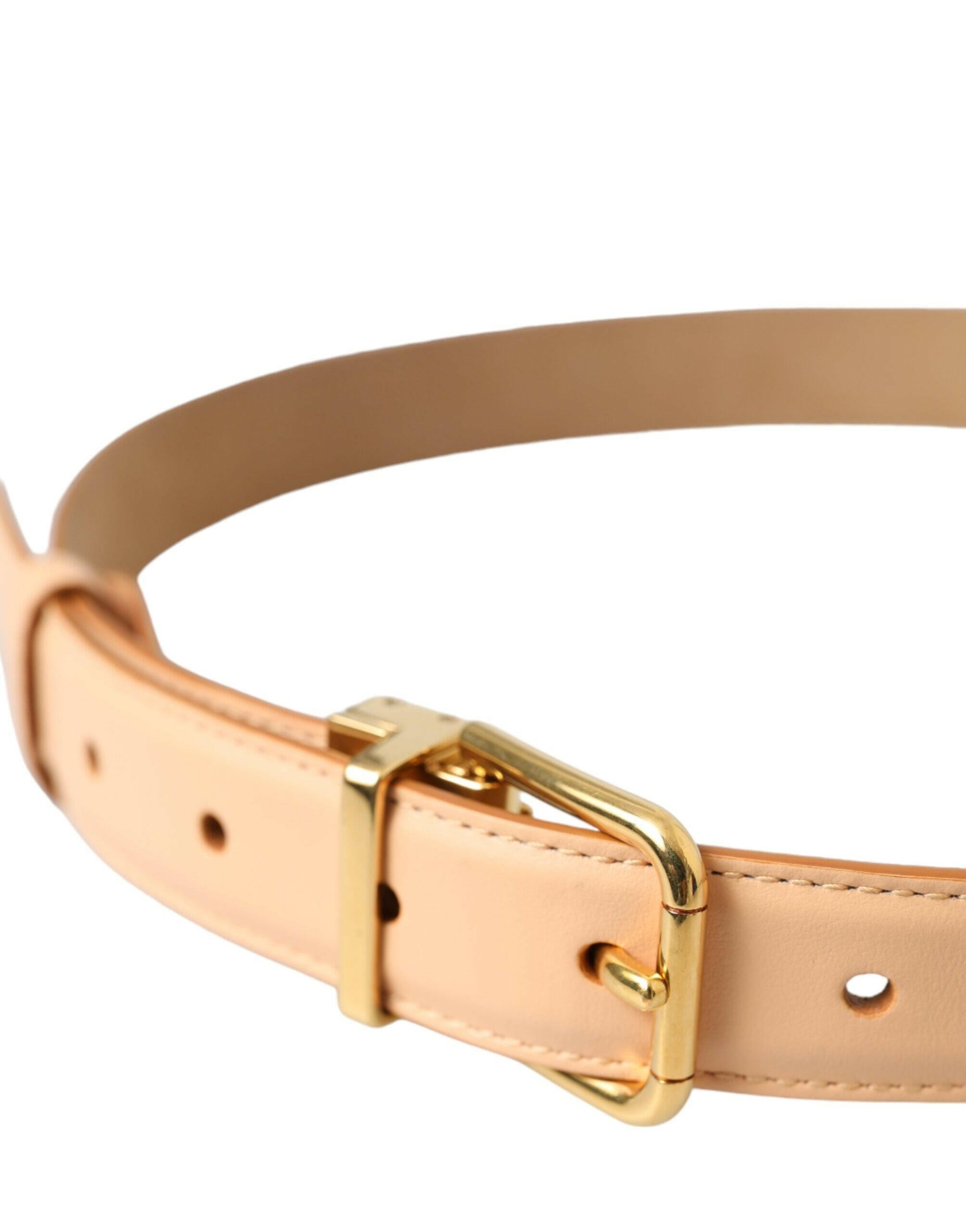 Dolce & Gabbana Beige Calfskin Leather Gold Metal Buckle Belt -   -  Dolce & Gabbana. Dolce & Gabbana Beige Calfskin Leather Gold Metal Buckle Belt -   -  Dolce & Gabbana.