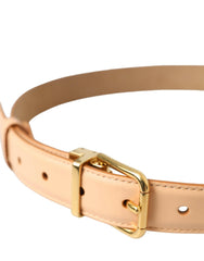 Dolce & Gabbana Beige Calfskin Leather Gold Metal Buckle Belt -   -  Dolce & Gabbana.