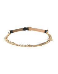 Dolce & Gabbana Black Leather Gold Chain Crystal Waist Women Belt -   -  Dolce & Gabbana.