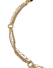 Dolce & Gabbana Black Leather Gold Chain Crystal Waist Women Belt -   -  Dolce & Gabbana.