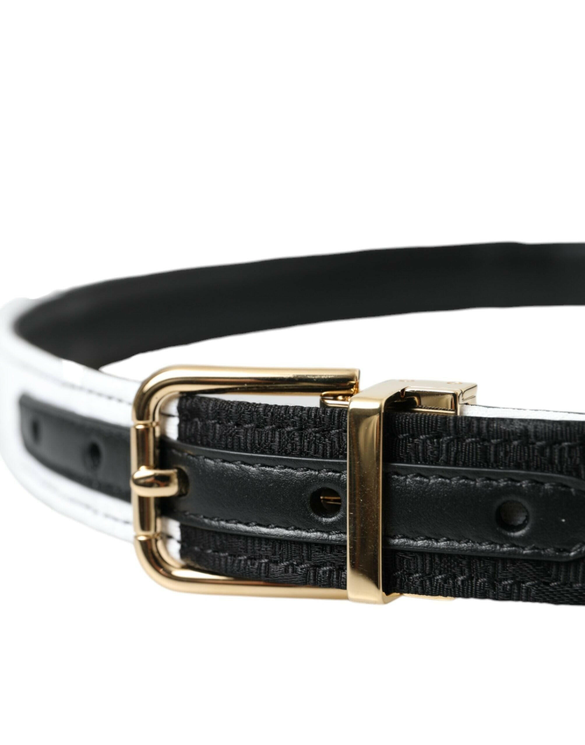 Dolce & Gabbana Black White Patchwork Gold Metal Buckle Belt -   -  Dolce & Gabbana. Dolce & Gabbana Black White Patchwork Gold Metal Buckle Belt -   -  Dolce & Gabbana.