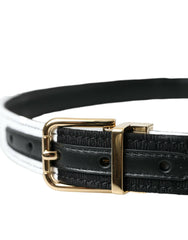 Dolce & Gabbana Black White Patchwork Gold Metal Buckle Belt -   -  Dolce & Gabbana.