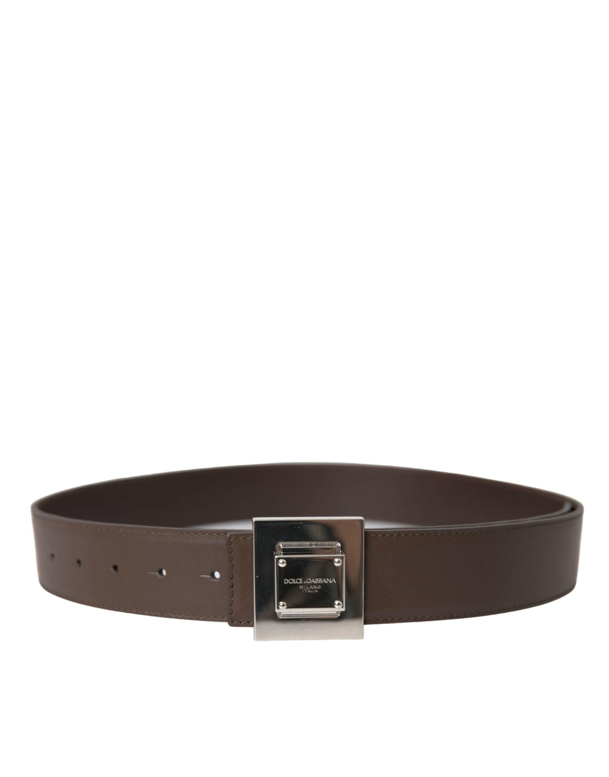 Dolce & Gabbana Brown Calf Leather Square Metal Buckle Belt -   -  Dolce & Gabbana. Dolce & Gabbana Brown Calf Leather Square Metal Buckle Belt -   -  Dolce & Gabbana.