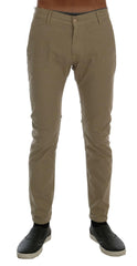 Daniele Alessandrini Beige Cotton Stretch Slim Fit Chinos -   -  Daniele Alessandrini.