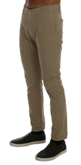Daniele Alessandrini Beige Cotton Stretch Slim Fit Chinos -   -  Daniele Alessandrini.