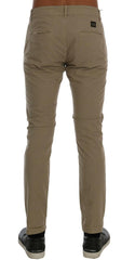 Daniele Alessandrini Beige Cotton Stretch Slim Fit Chinos -   -  Daniele Alessandrini.