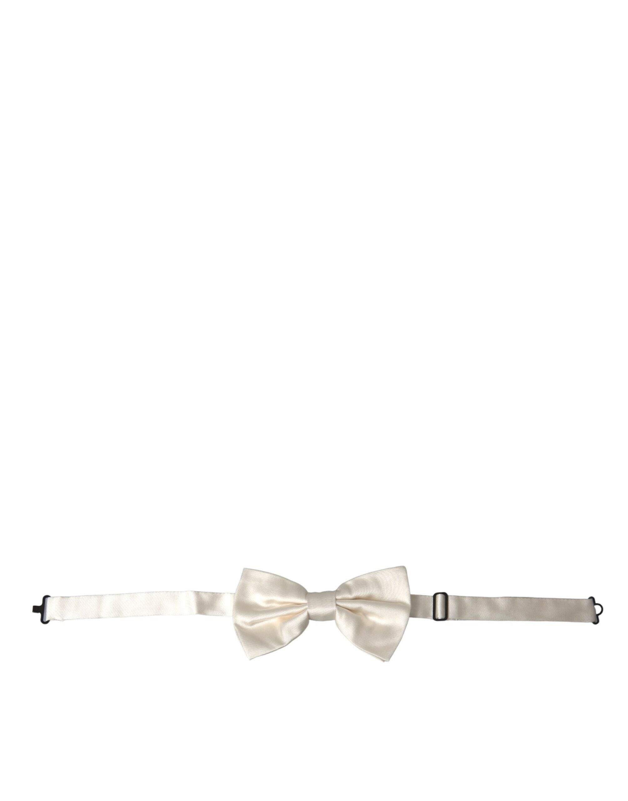 Dolce & Gabbana Off White Silk Adjustable Neck Men Bow Tie -  Neckties, Men -  Dolce & Gabbana.