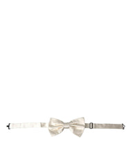 Dolce & Gabbana Off White Silk Adjustable Neck Men Bow Tie -  Neckties, Men -  Dolce & Gabbana.