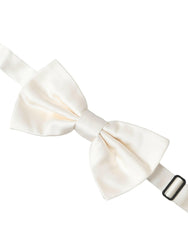 Dolce & Gabbana Off White Silk Adjustable Neck Men Bow Tie -  Neckties, Men -  Dolce & Gabbana.