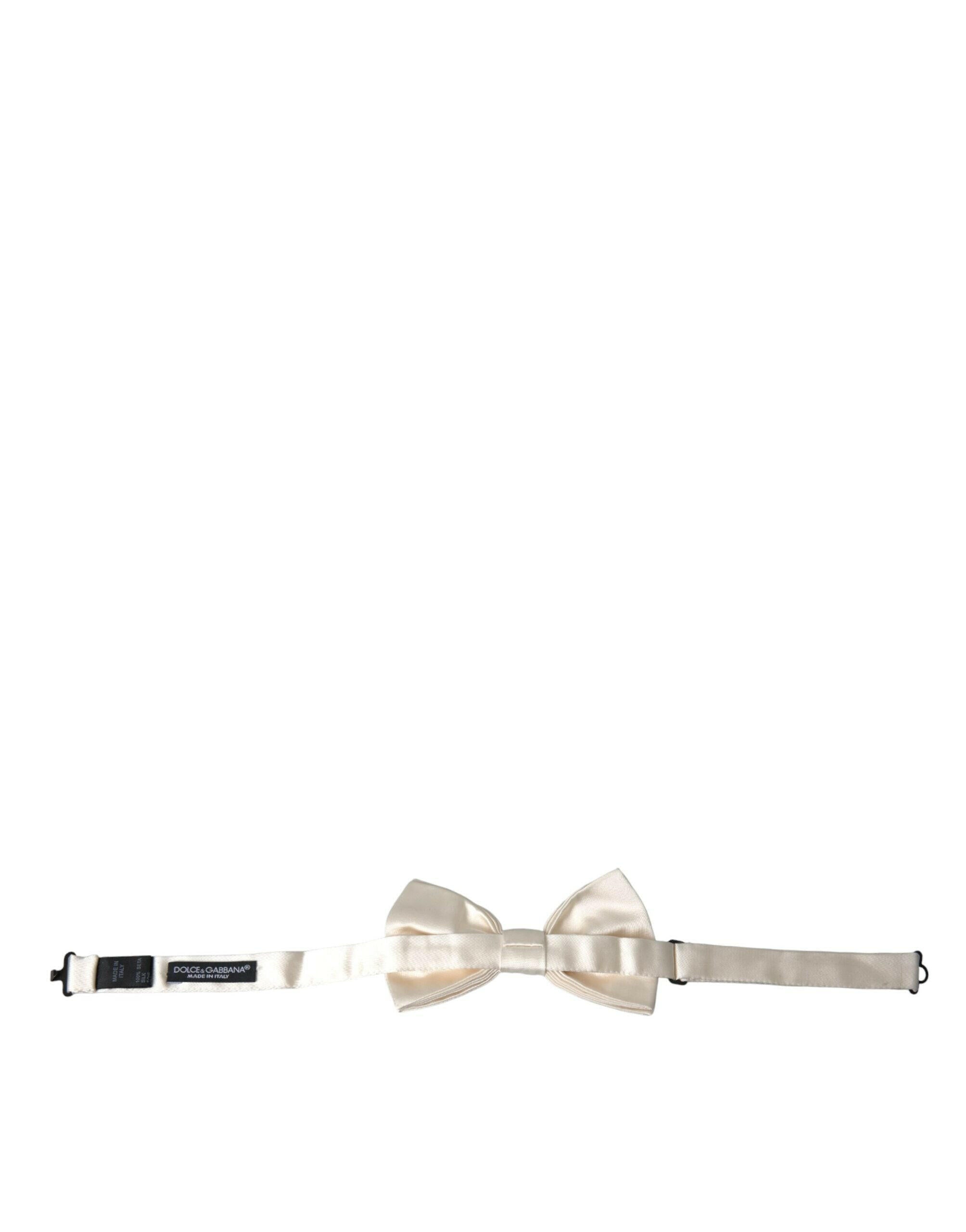 Dolce & Gabbana Off White Silk Adjustable Neck Men Bow Tie -  Neckties, Men -  Dolce & Gabbana. Dolce & Gabbana Off White Silk Adjustable Neck Men Bow Tie -  Neckties, Men -  Dolce & Gabbana.