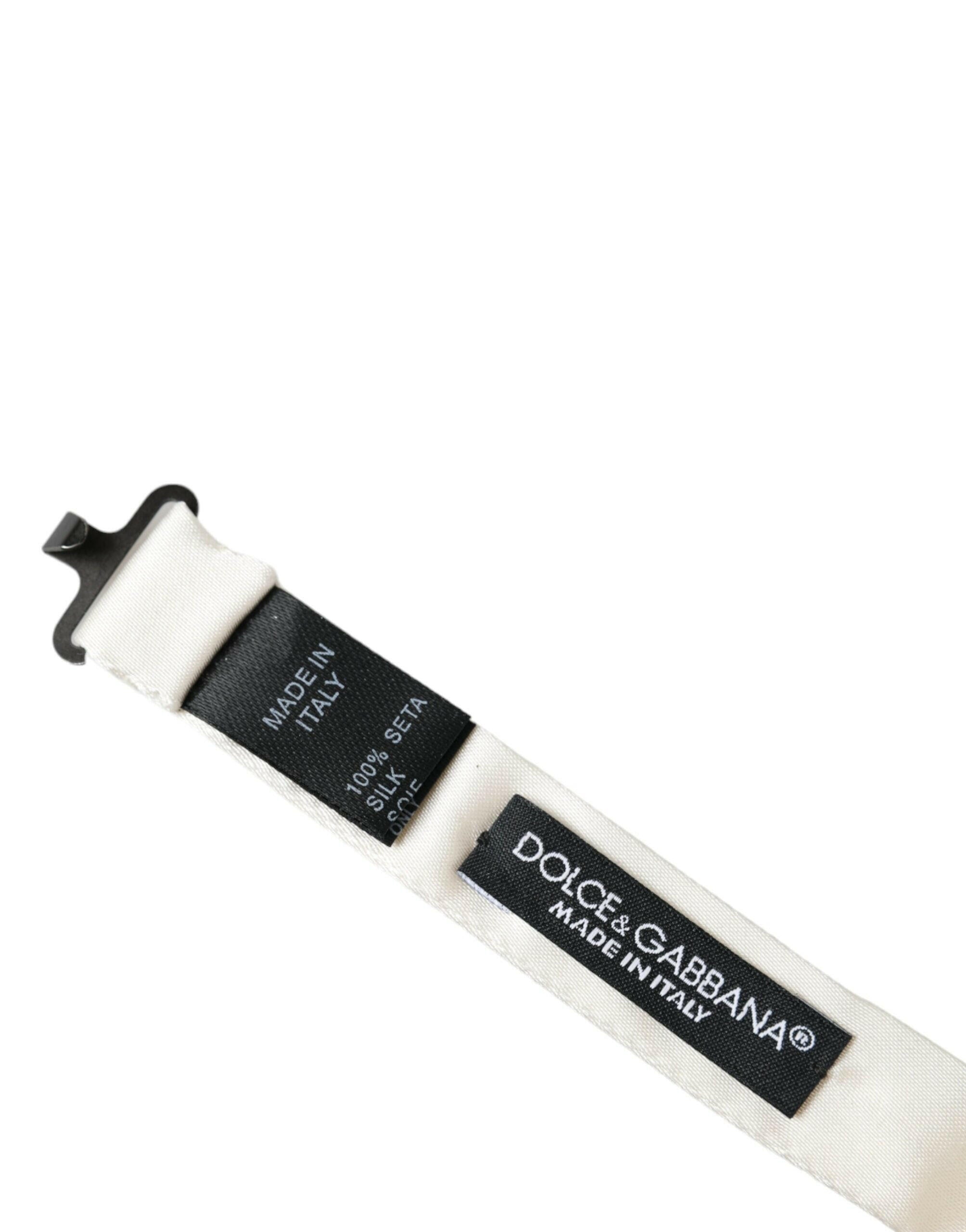 Dolce & Gabbana Off White Silk Adjustable Neck Men Bow Tie -  Neckties, Men -  Dolce & Gabbana. Dolce & Gabbana Off White Silk Adjustable Neck Men Bow Tie -  Neckties, Men -  Dolce & Gabbana.