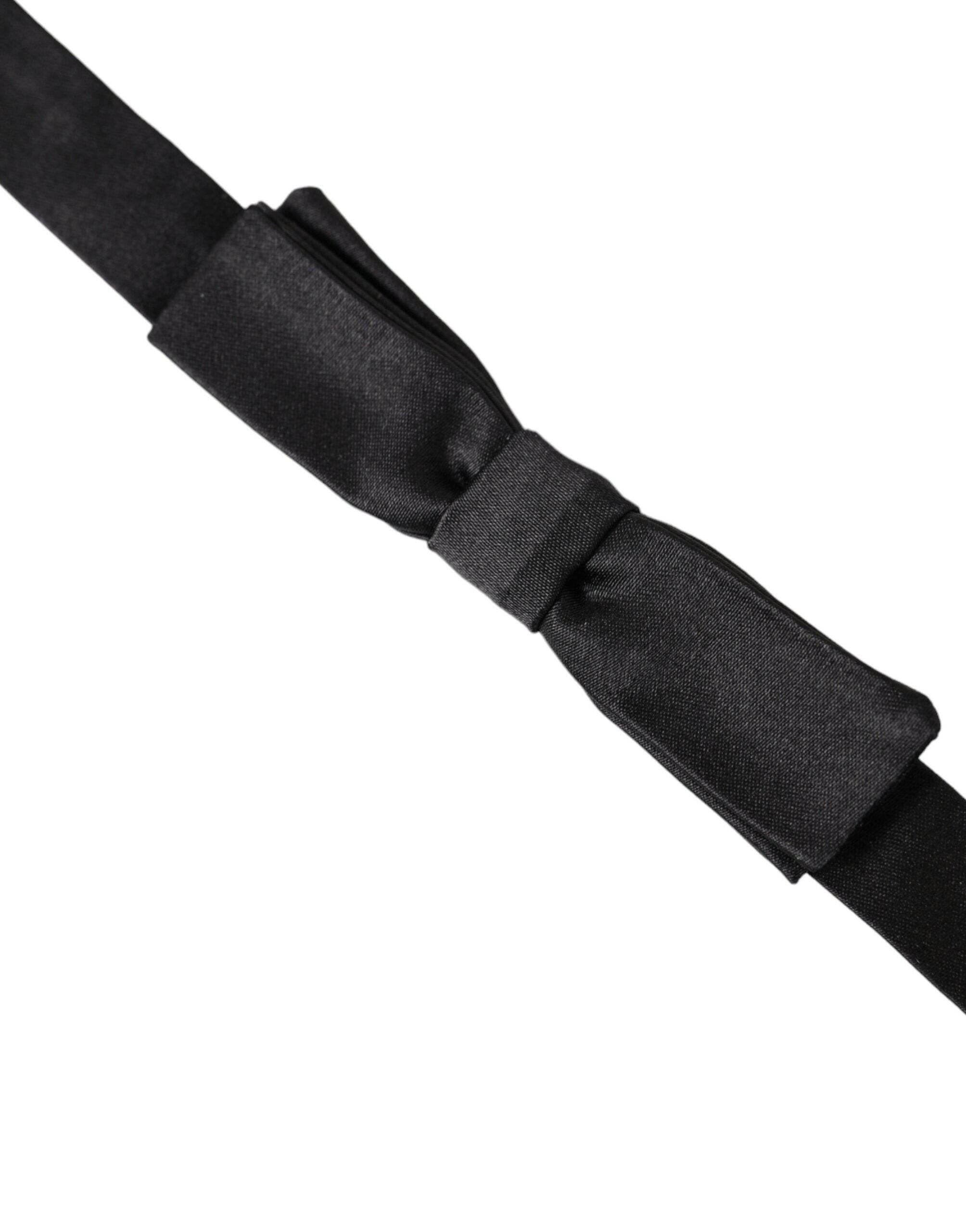 Dolce & Gabbana Dark Gray Silk Adjustable Neck Men Bow Tie -  Neckties, Men -  Dolce & Gabbana. Dolce & Gabbana Dark Gray Silk Adjustable Neck Men Bow Tie -  Neckties, Men -  Dolce & Gabbana.