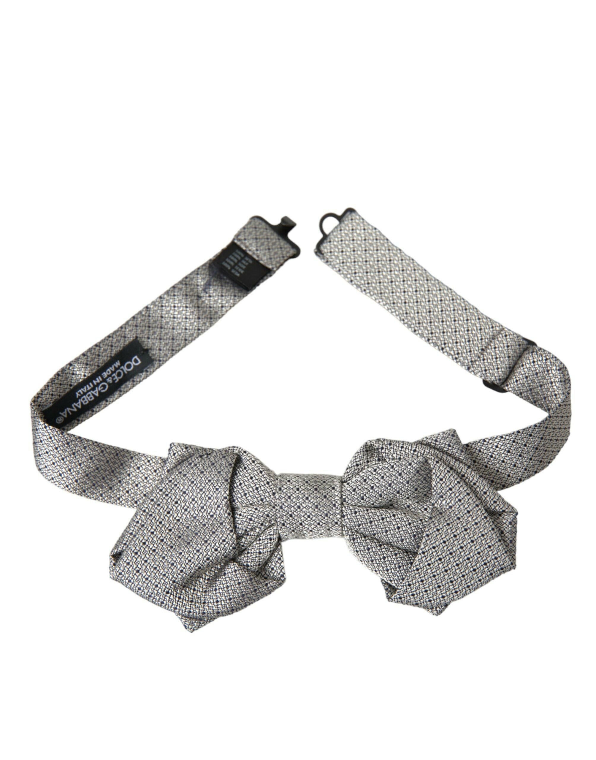 Dolce & Gabbana Gray Silk Adjustable Neck Men Bow Tie -  Neckties, Men -  Dolce & Gabbana.