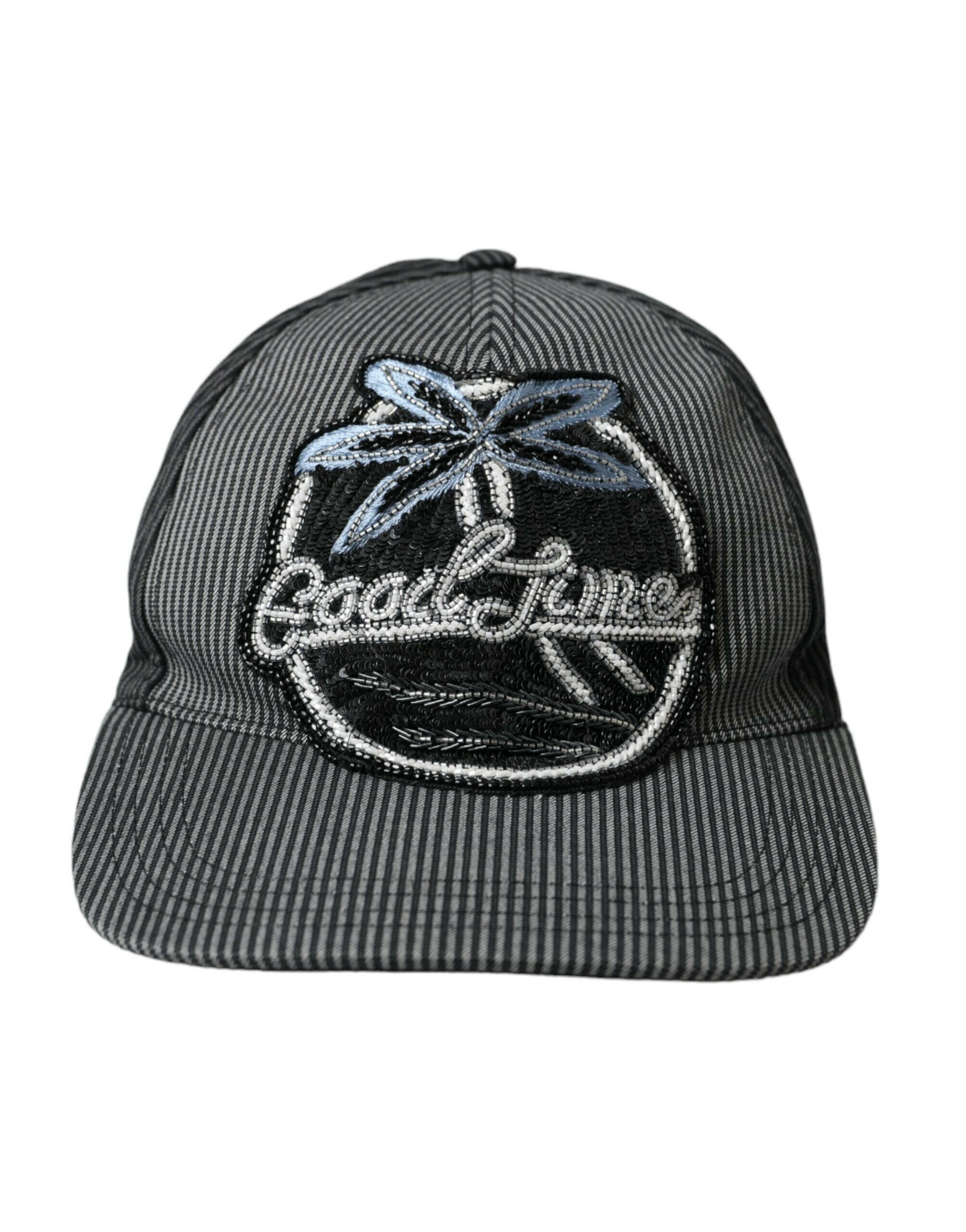 Dolce & Gabbana Black Cotton Embellished Baseball Hat Men -   -  Dolce & Gabbana.