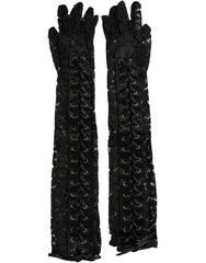 Dolce & Gabbana Black Taormina Lace Elbow Length Gloves - - Dolce & Gabbana.