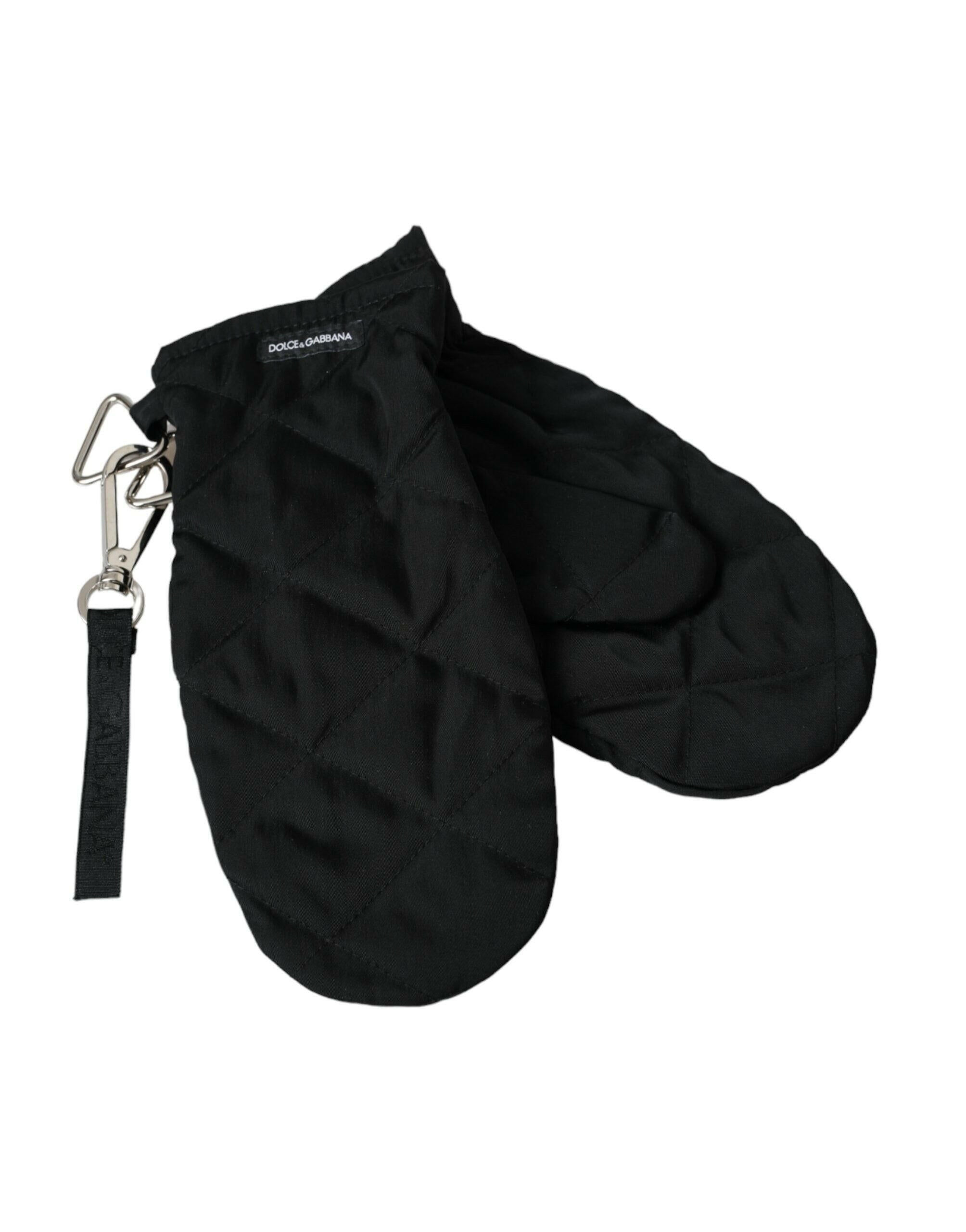 Dolce & Gabbana Black Quilted Nylon Wrist Length Mitten Gloves - - Dolce & Gabbana.
