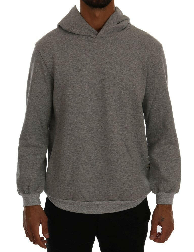 Daniele Alessandrini Gray Pullover Hodded Cotton Sweater -   -  Daniele Alessandrini.