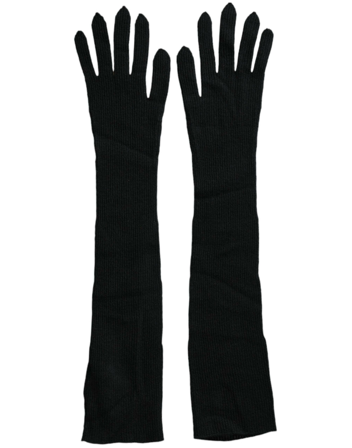 Dolce & Gabbana Black Cashmere Knitted Elbow Length Gloves -   -  Dolce & Gabbana.