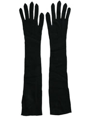 Dolce & Gabbana Black Cashmere Knitted Elbow Length Gloves -   -  Dolce & Gabbana.