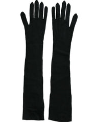 Dolce & Gabbana Black Cashmere Knitted Elbow Length Gloves -   -  Dolce & Gabbana.