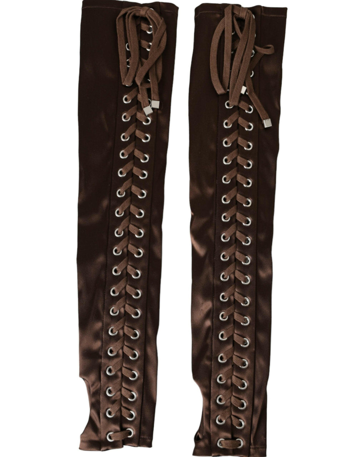 Dolce & Gabbana Brown Acetate Lace Up Fingerless Gloves -   -  Dolce & Gabbana.