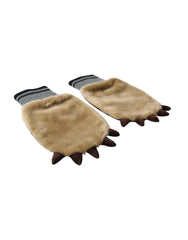 Dolce & Gabbana Beige Acrylic Knitted Fur Wrist Mitten Gloves - - Dolce & Gabbana.