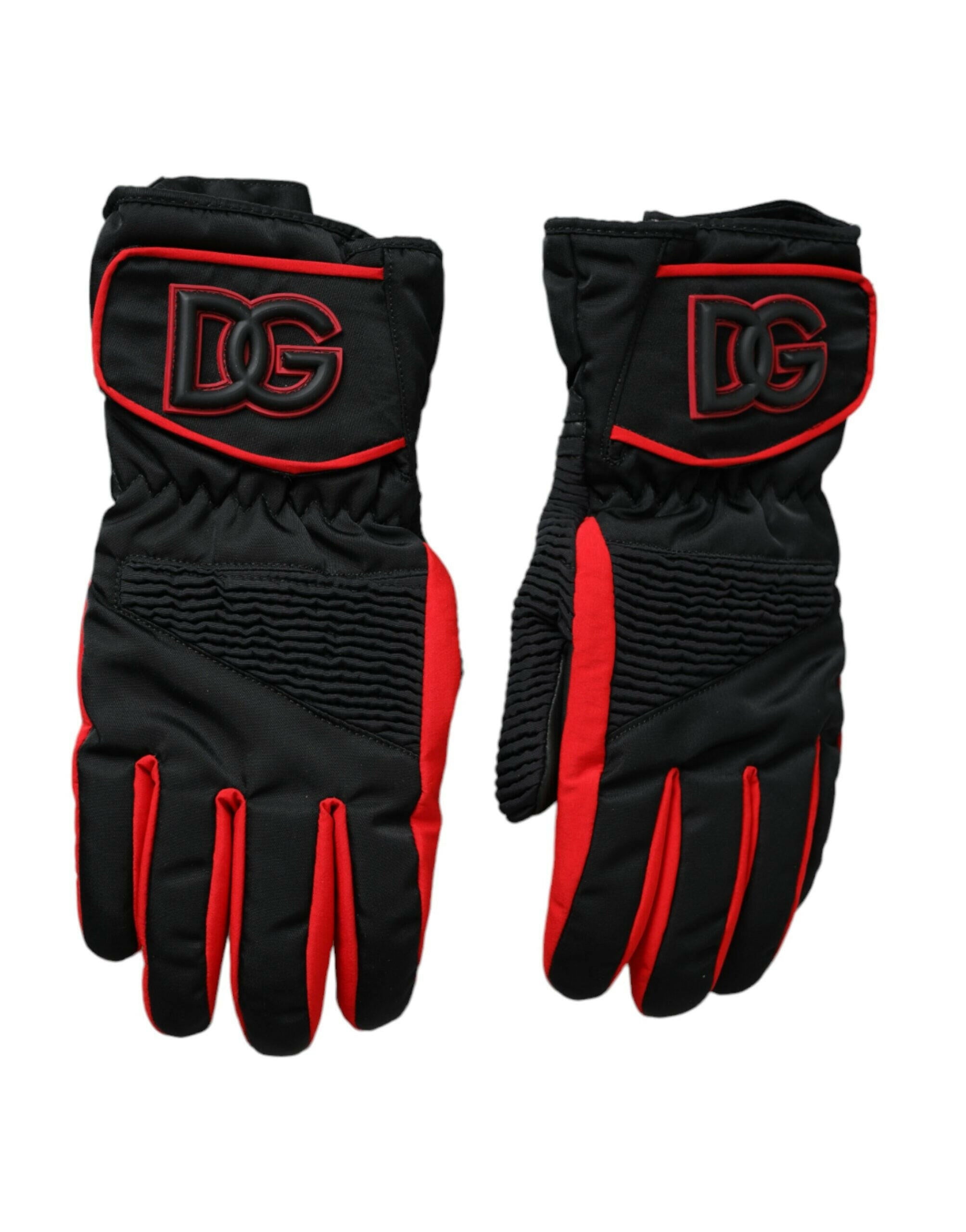 Dolce & Gabbana Black Red Nylon Wrist Length Gloves -   -  Dolce & Gabbana.