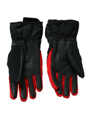 Dolce & Gabbana Black Red Nylon Wrist Length Gloves -   -  Dolce & Gabbana.