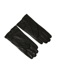 Dolce & Gabbana Black Leather Embossed Logo Short Hands Gloves -   -  Dolce & Gabbana.
