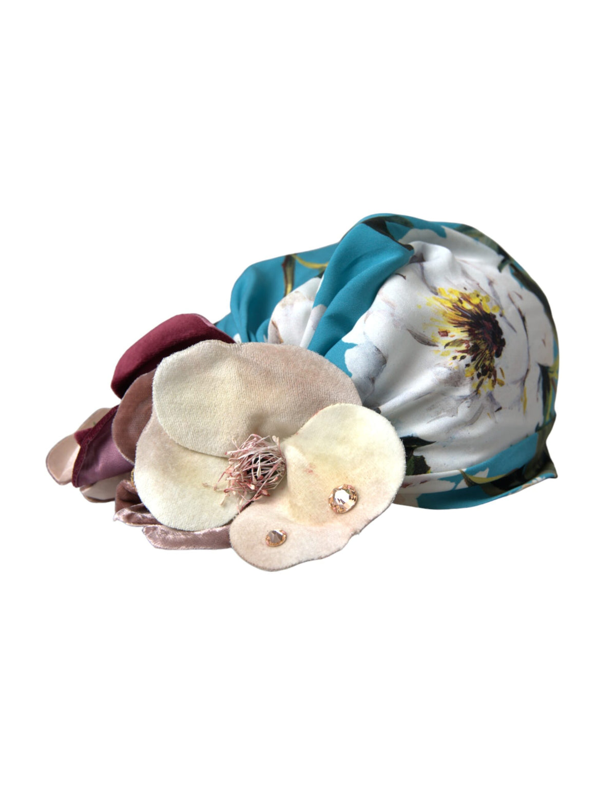 Dolce & Gabbana Blue Floral Motif Turban Head Hat Women -   -  Dolce & Gabbana.