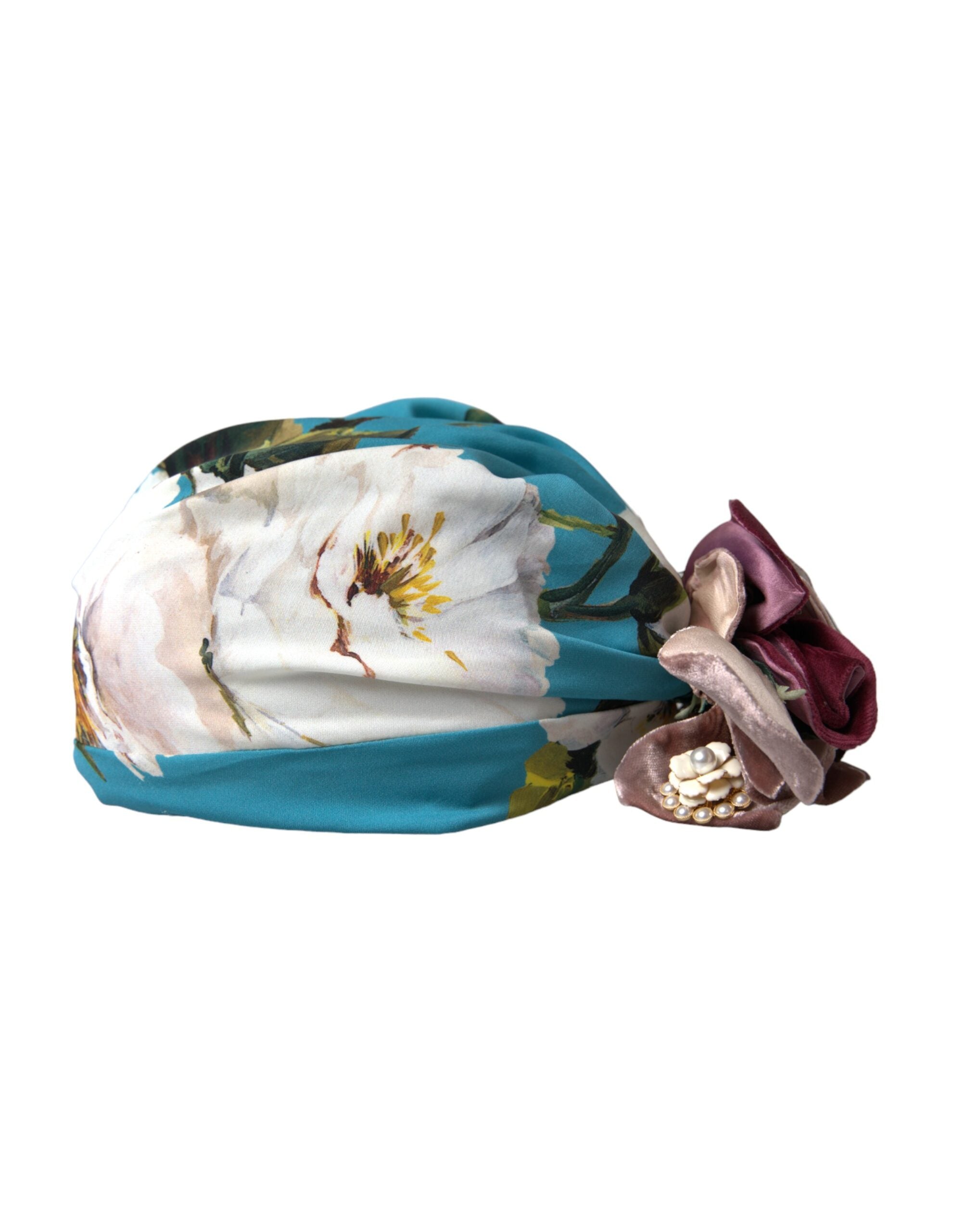 Dolce & Gabbana Blue Floral Motif Turban Head Hat Women -   -  Dolce & Gabbana. Dolce & Gabbana Blue Floral Motif Turban Head Hat Women -   -  Dolce & Gabbana.