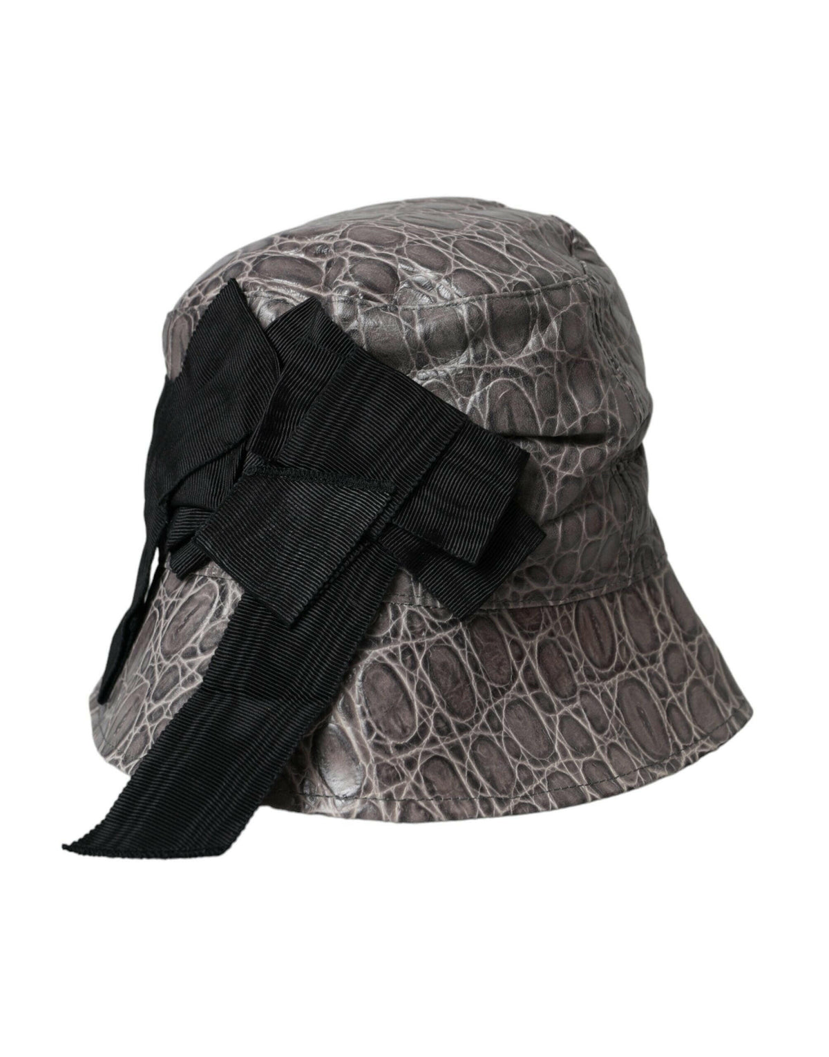 Dolce & Gabbana Black Gray Patterned Leather Bucket Hat -   -  Dolce & Gabbana.