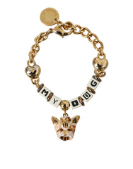 Dolce & Gabbana Gold Tone Brass Chain MY DOG Heart Bracelet -   -  Dolce & Gabbana.