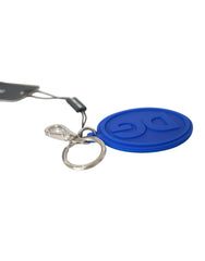 Dolce & Gabbana Blue Rubber DG Logo Silver Brass Metal Keyring Keychain -  MenΒ΄s Keychains -  Dolce & Gabbana.