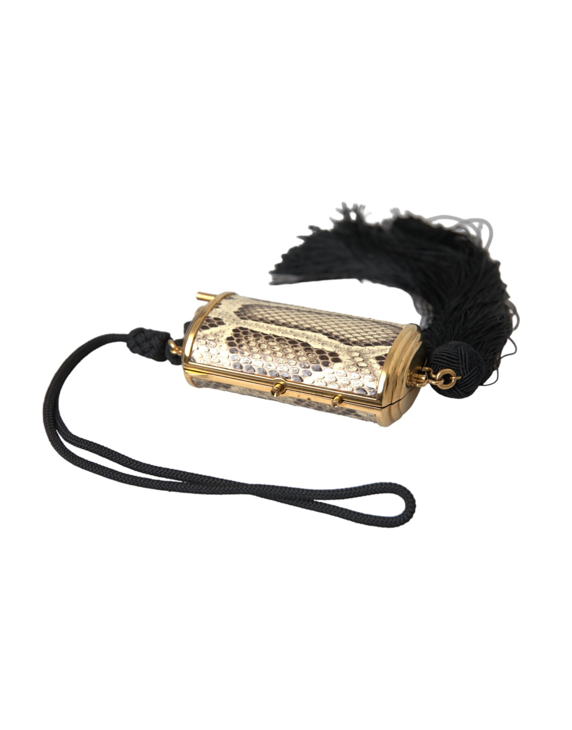 Dolce & Gabbana Beige Exotic Leather Mini Mirror Tassel Make Up Holder Bag -   -  Dolce & Gabbana.