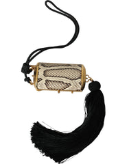 Dolce & Gabbana Beige Exotic Leather Mini Mirror Tassel Make Up Holder Bag -   -  Dolce & Gabbana.