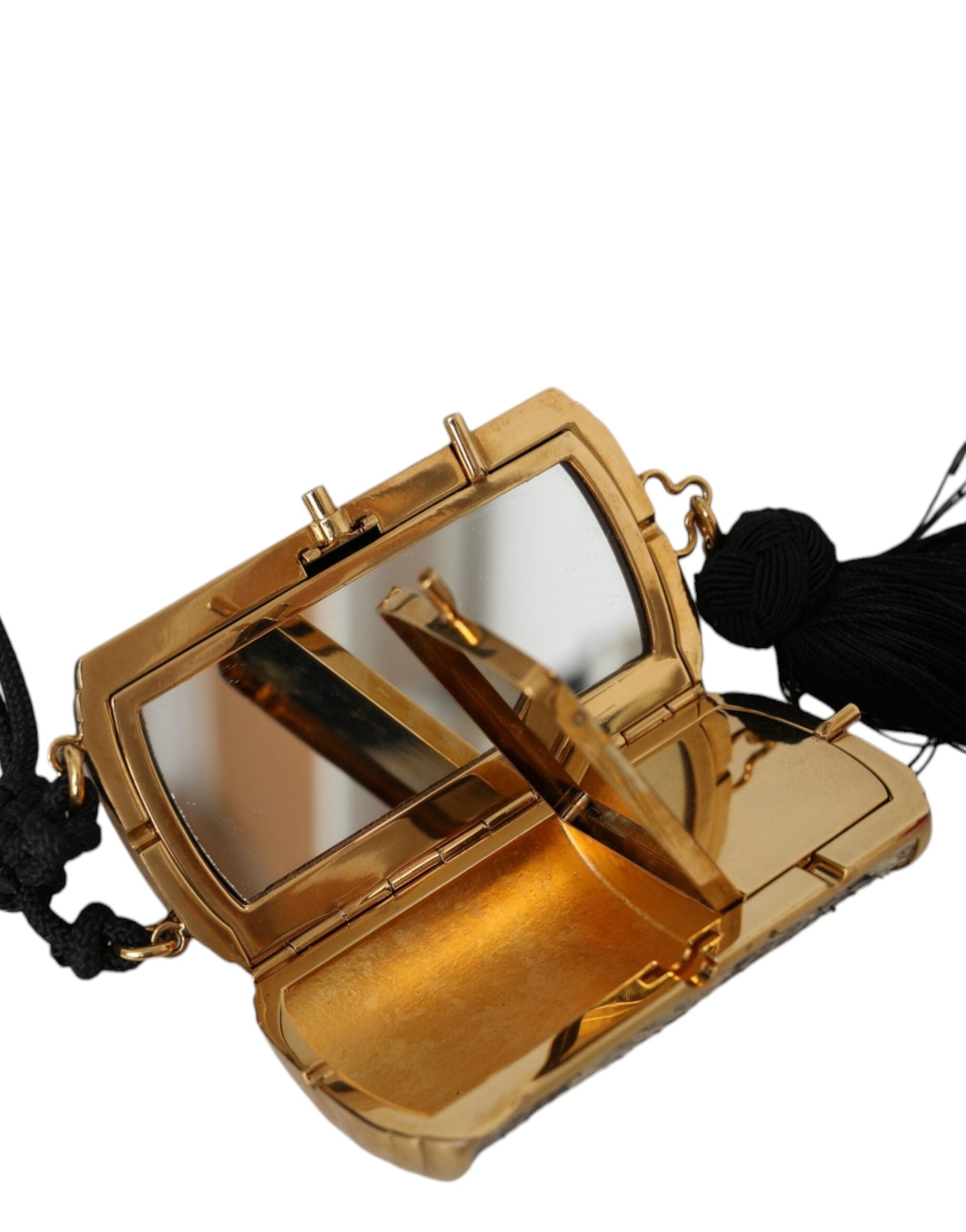 Dolce & Gabbana Beige Exotic Leather Mini Mirror Tassel Make Up Holder Bag -   -  Dolce & Gabbana. Dolce & Gabbana Beige Exotic Leather Mini Mirror Tassel Make Up Holder Bag -   -  Dolce & Gabbana.