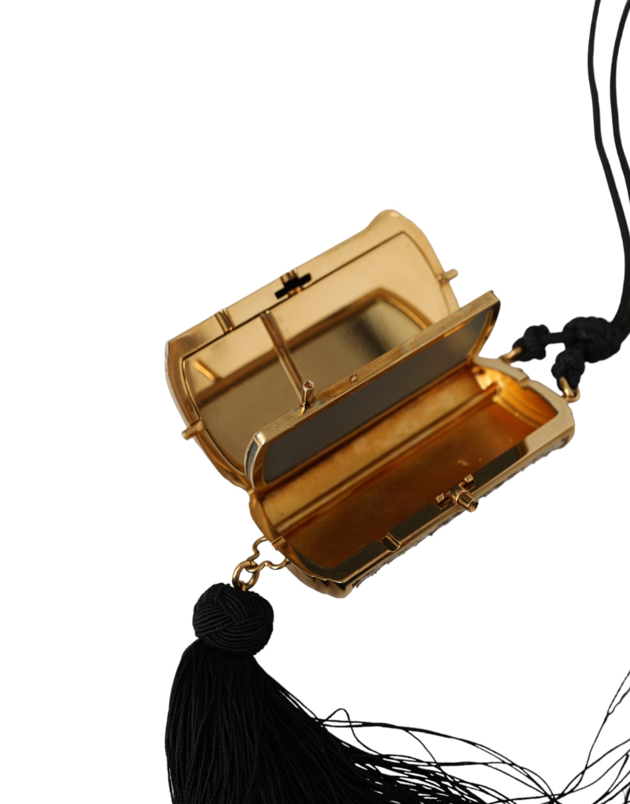 Dolce & Gabbana Beige Exotic Leather Mini Mirror Tassel Make Up Holder Bag -   -  Dolce & Gabbana. Dolce & Gabbana Beige Exotic Leather Mini Mirror Tassel Make Up Holder Bag -   -  Dolce & Gabbana.