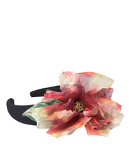 Dolce & Gabbana Rose Pink Silk Floral Black Tiara Women Hairband Diadem -   -  Dolce & Gabbana.
