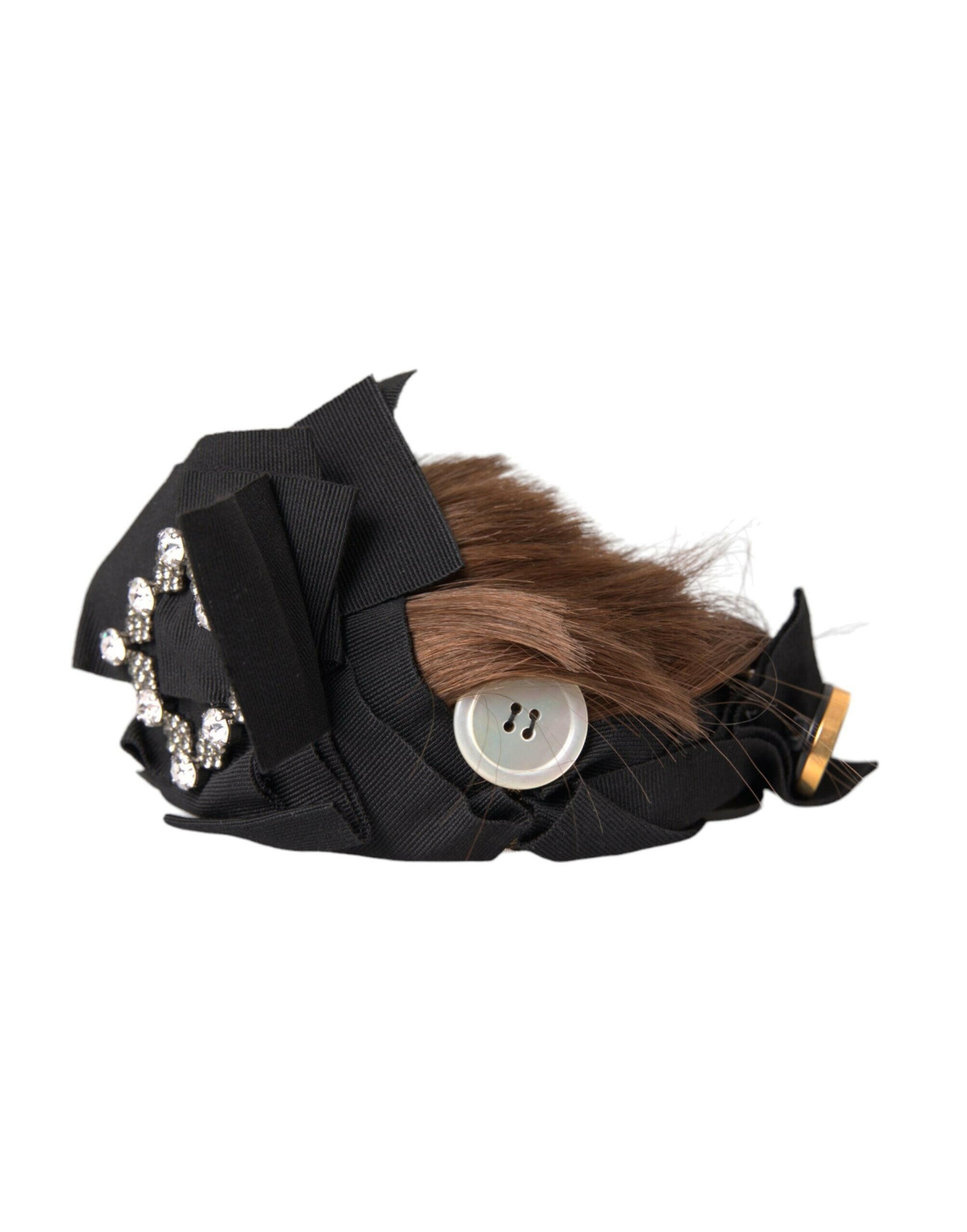 Dolce & Gabbana Black Crystal Button Brown Hair Women Headband Diadem -   -  Dolce & Gabbana. Dolce & Gabbana Black Crystal Button Brown Hair Women Headband Diadem -   -  Dolce & Gabbana.