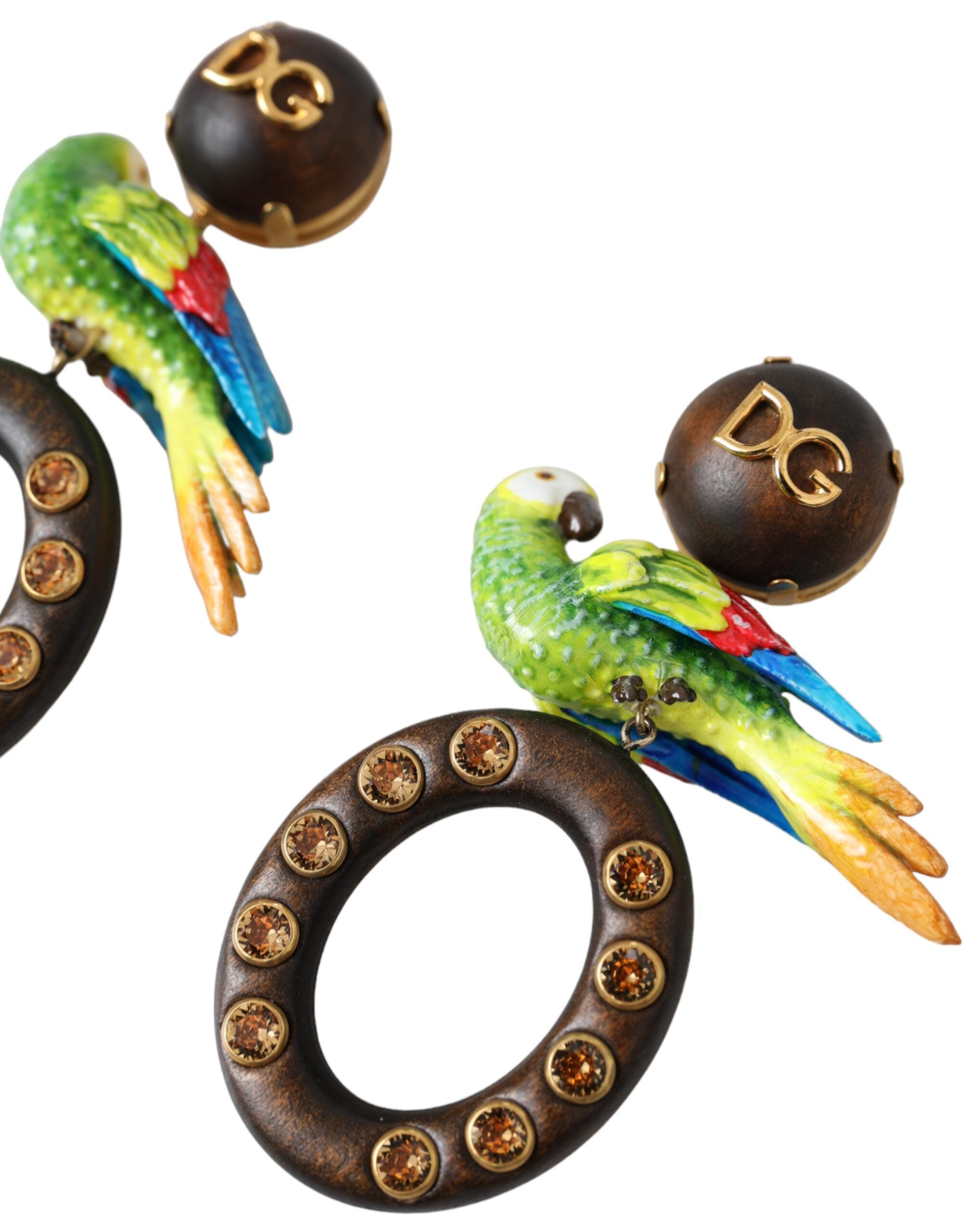 Dolce & Gabbana Multicolor Parrot Wood Brass Crystal Embellished Earrings -   -  Dolce & Gabbana. Dolce & Gabbana Multicolor Parrot Wood Brass Crystal Embellished Earrings -   -  Dolce & Gabbana.