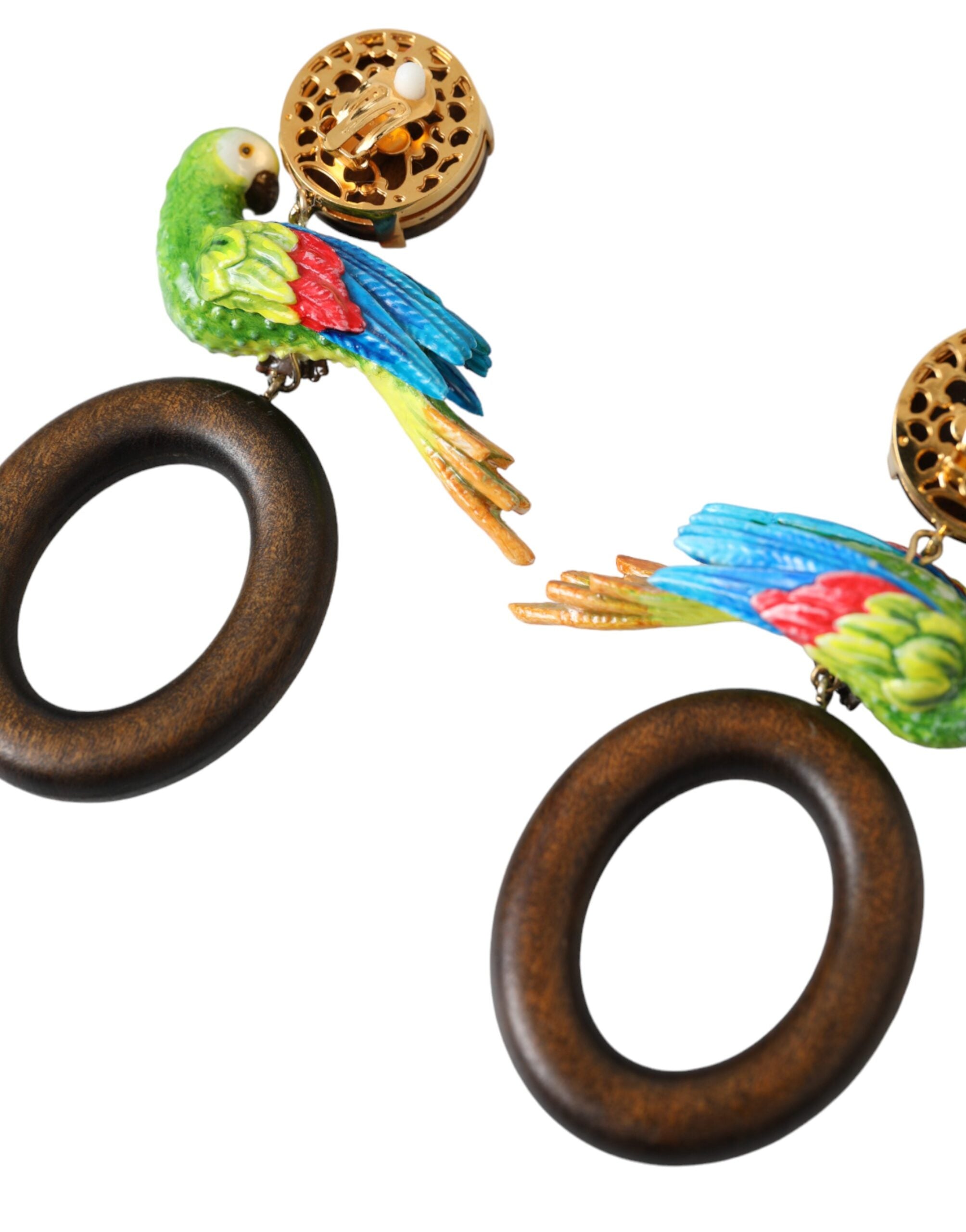 Dolce & Gabbana Multicolor Parrot Wood Brass Crystal Embellished Earrings -   -  Dolce & Gabbana. Dolce & Gabbana Multicolor Parrot Wood Brass Crystal Embellished Earrings -   -  Dolce & Gabbana.