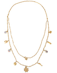 Dolce & Gabbana Gold Tone Chain Brass Charm Statement Sicily Necklace -   -  Dolce & Gabbana.